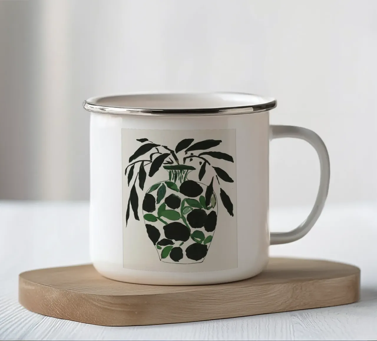 Natura morta verde e nera tazza in smalto da ThingDesign