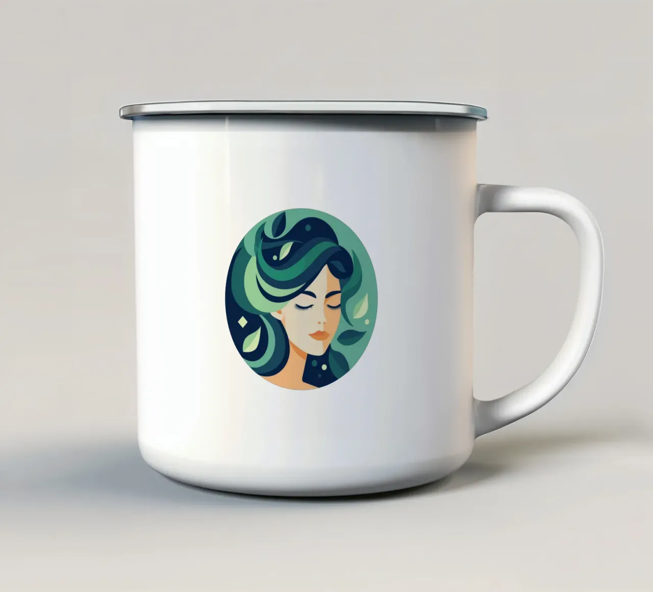 Bella donna faccia colorata illustrazione tazza in smalto da Urban Life