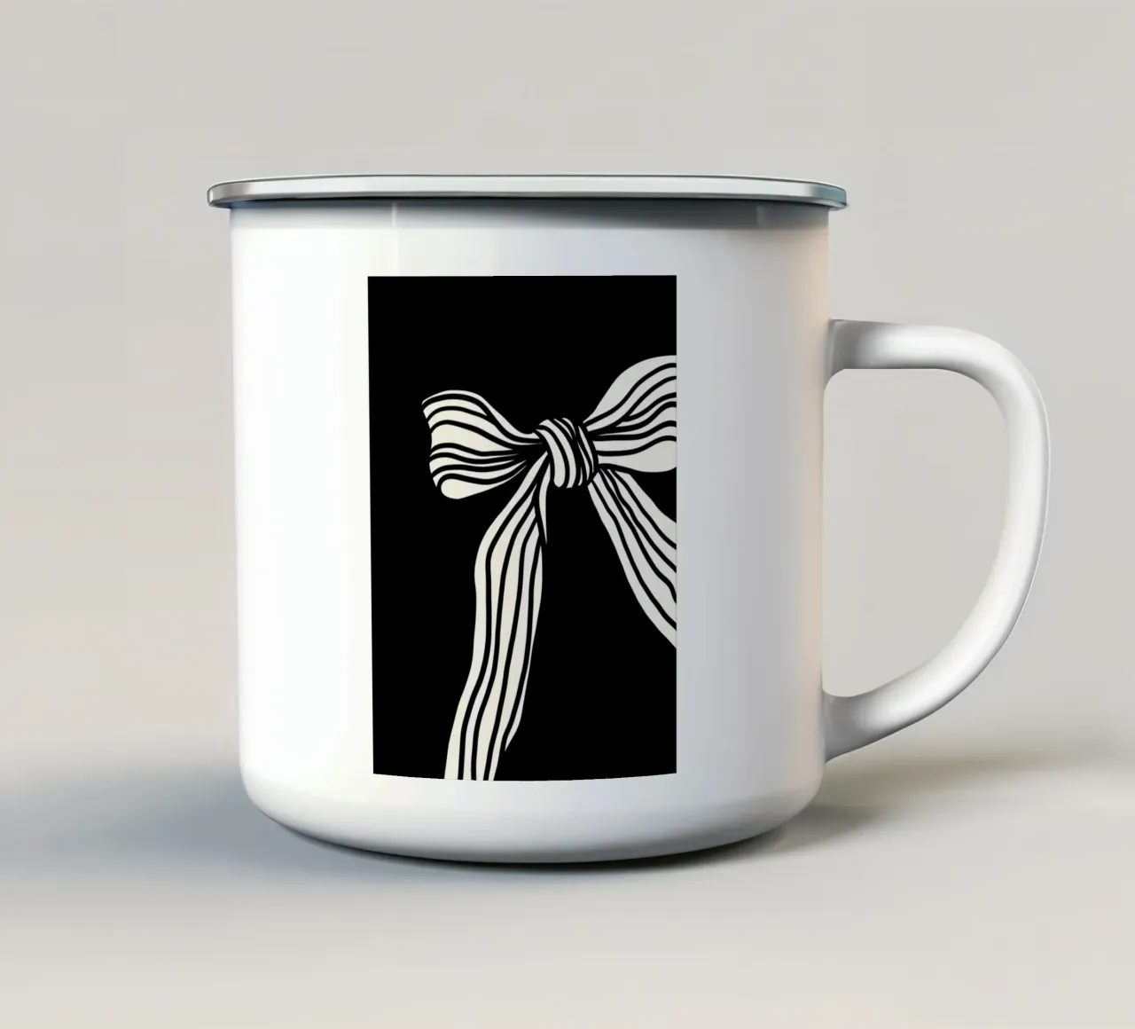 White bow on black tazza in smalto da TijanaArtStudio88