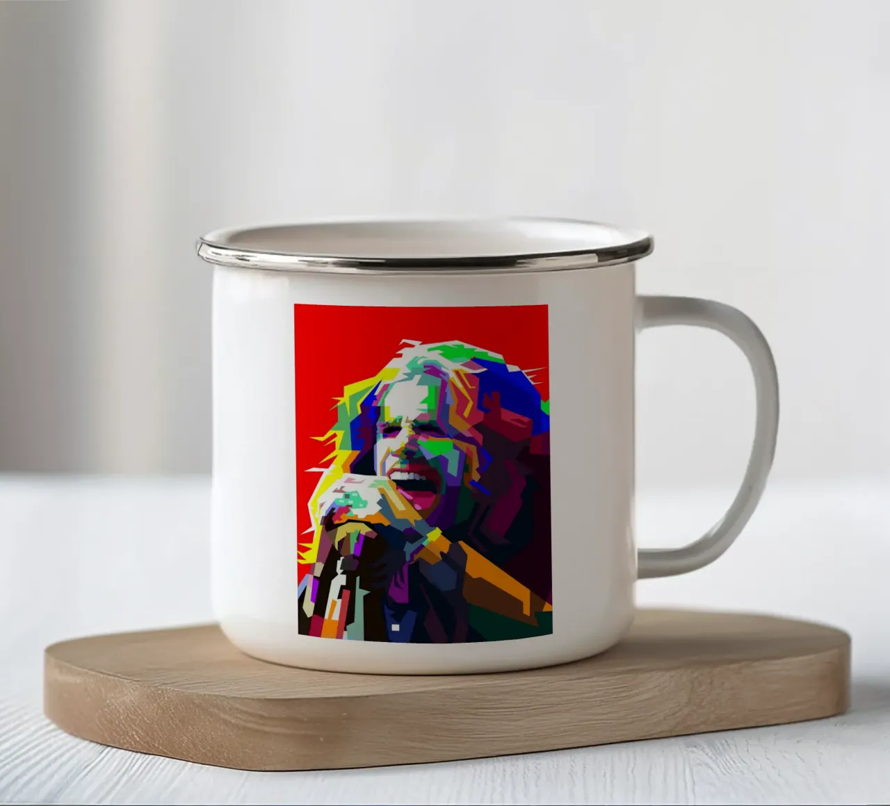Steven Tyler cantante degli Aerosmith Arte WPAP tazza in smalto da Artkreator
