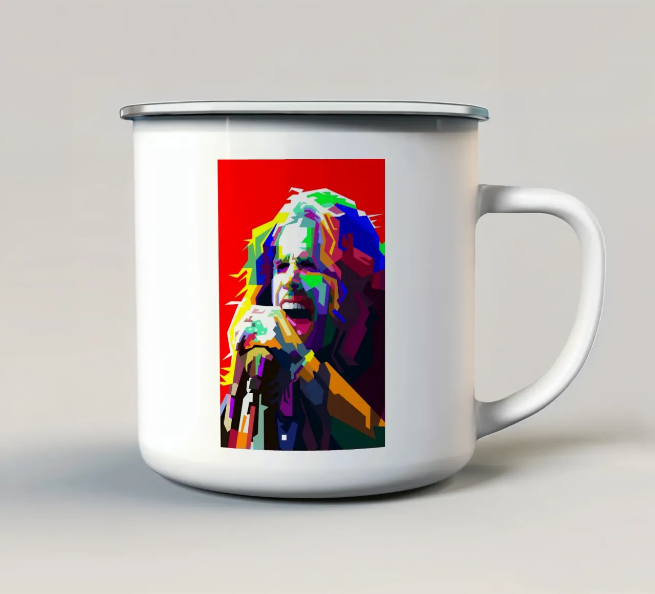 Steven Tyler cantante degli Aerosmith Arte WPAP tazza in smalto da Artkreator