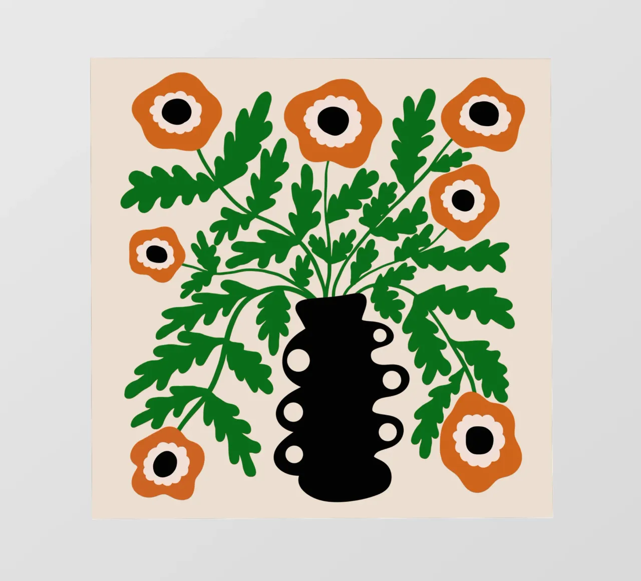 Eclectic modern orange flowers in vase pellicola backlit da TijanaArtStudio88