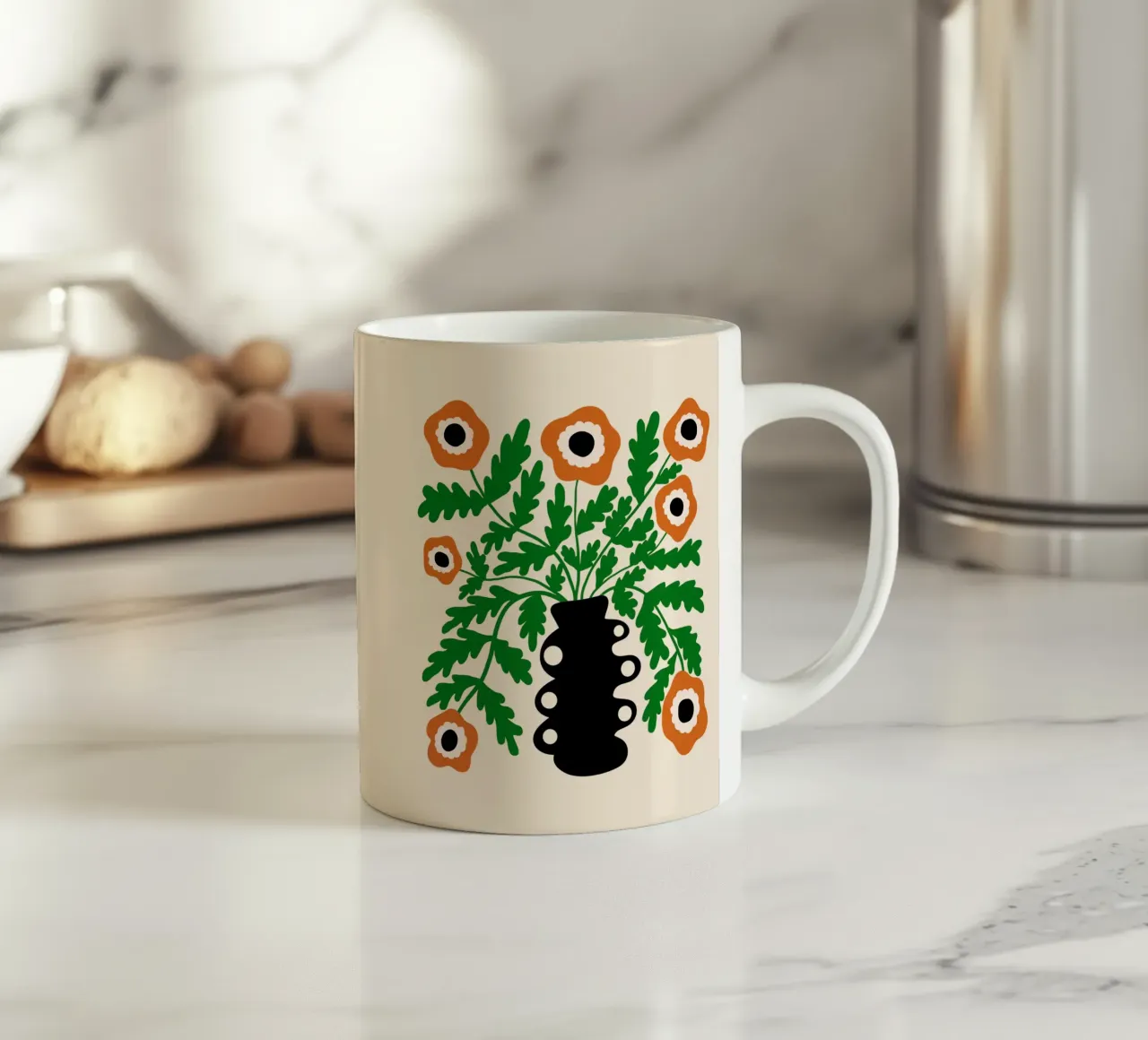 Eclectic modern orange flowers in vase tazza in ceramica da TijanaArtStudio88