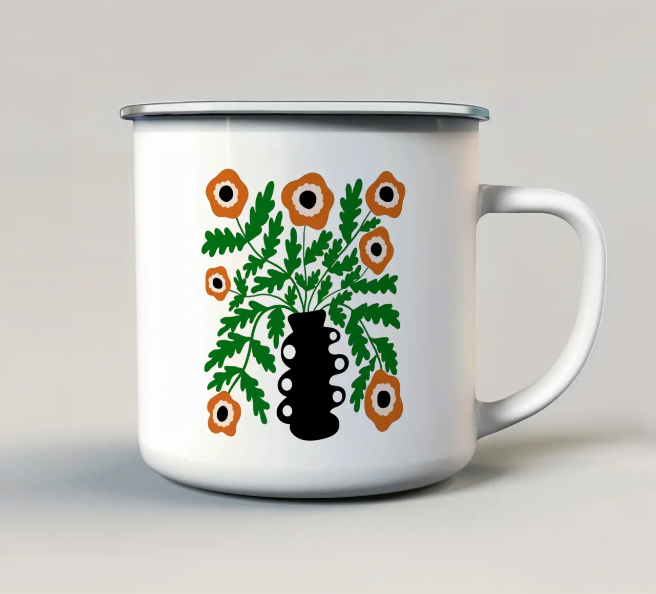 Eclectic modern orange flowers in vase tazza in smalto da TijanaArtStudio88