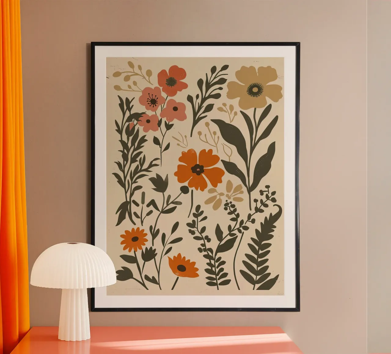 Motivo floreale bohémien di terra - Design folkloristico rustico carta hahnemühle da ClubArt