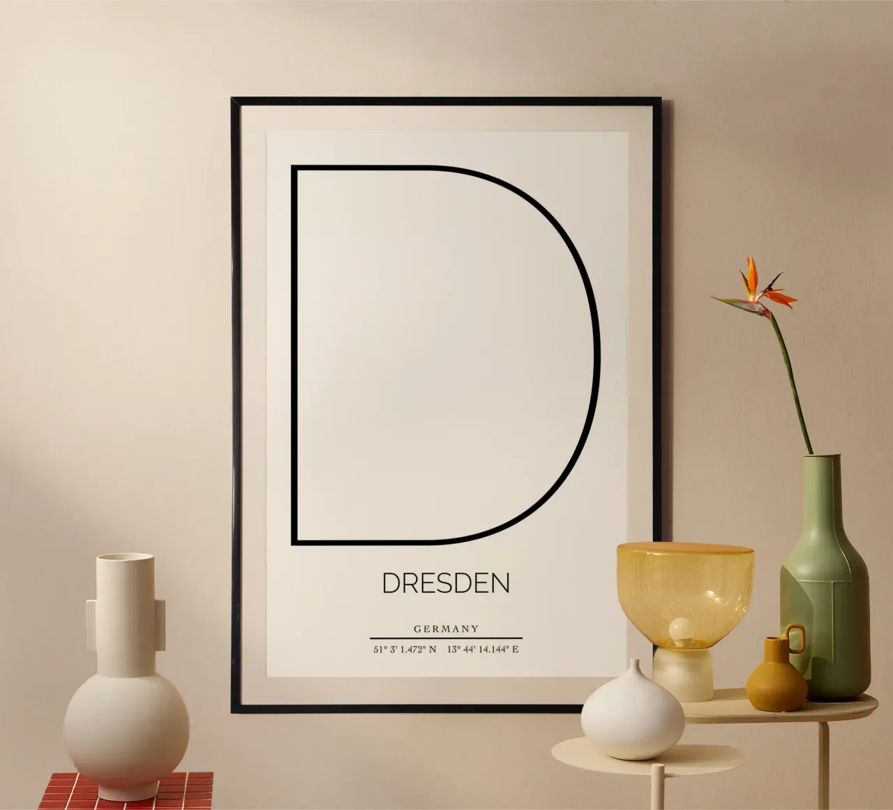 DRESDEN -  white poster con telaio in legno da CityLights