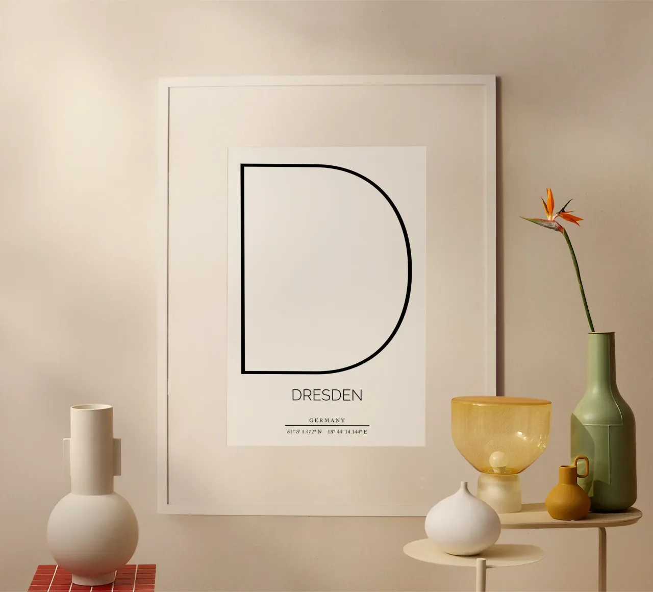 DRESDEN -  white poster con telaio in legno da CityLights