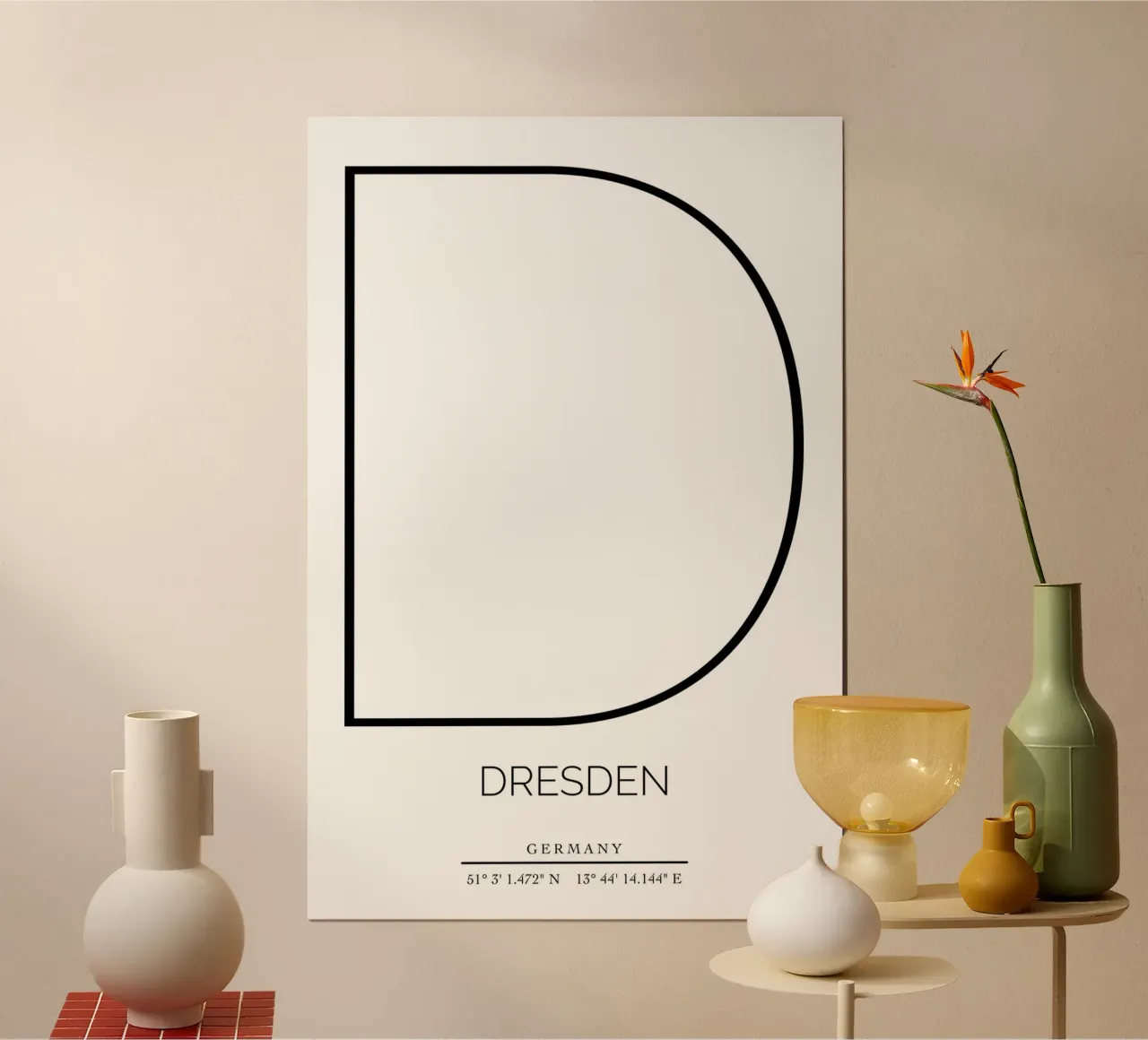 DRESDEN -  white poster con telaio in legno da CityLights
