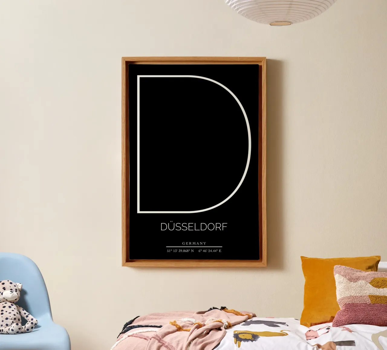 DÜSSELDORF -  black canvas met Baklijst van CityLights