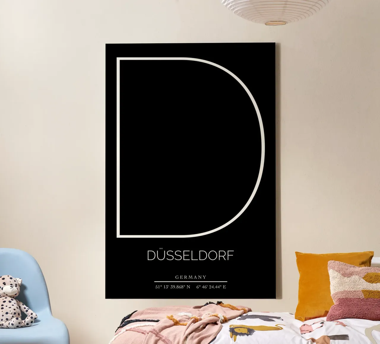 DÜSSELDORF -  black canvas met Baklijst van CityLights