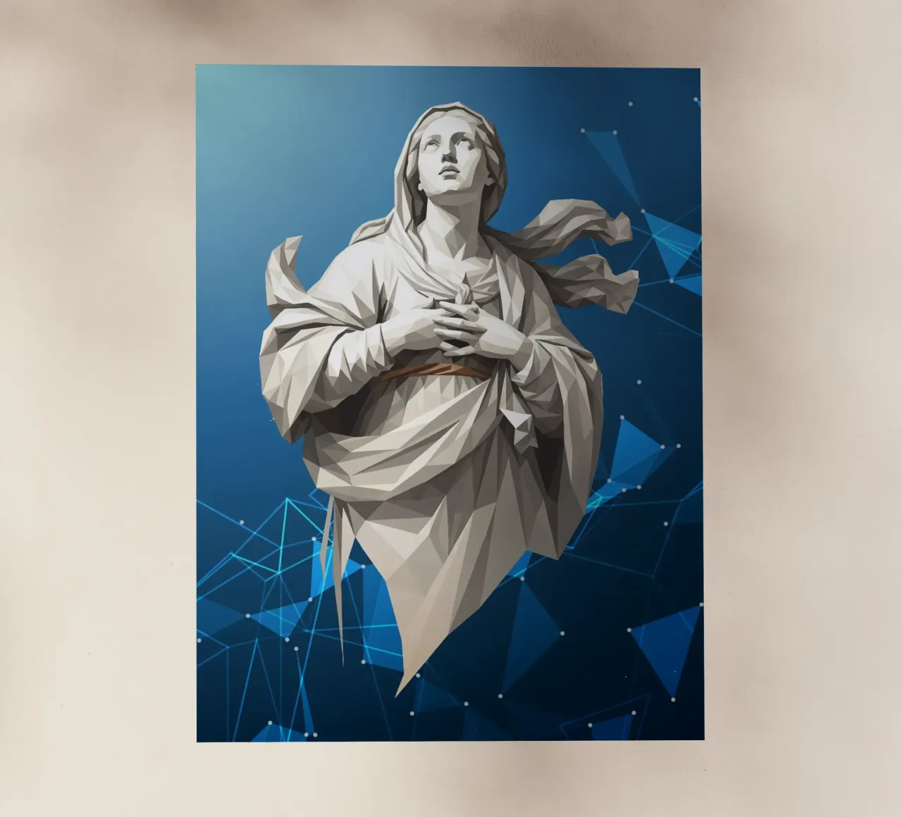 Statua dell'angelo Anima Benedetta Lowpoly pellicola backlit da Low Profile