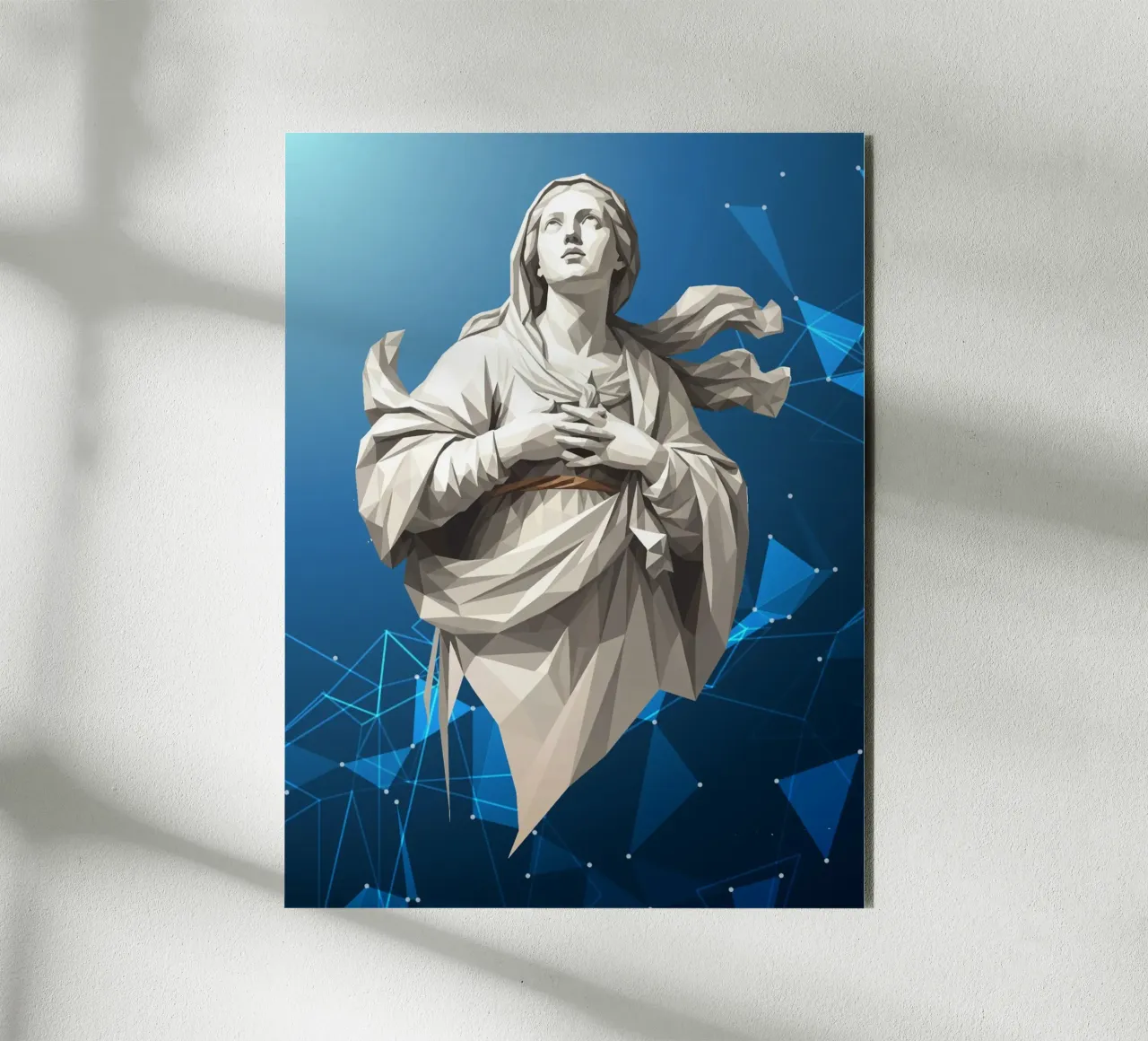 Statua dell'angelo Anima Benedetta Lowpoly alluminio dibond da Low Profile