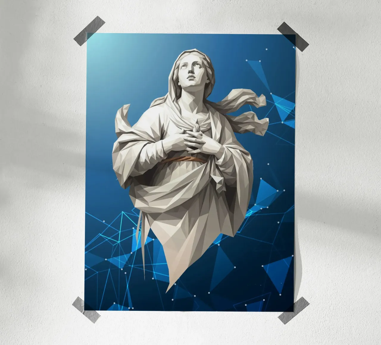 Statua dell'angelo Anima Benedetta Lowpoly carta hahnemühle da Low Profile