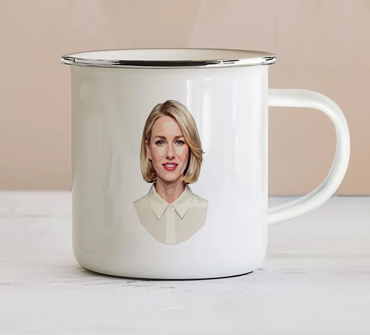 Naomi Watts Lowpoly tazza in smalto da Low Profile