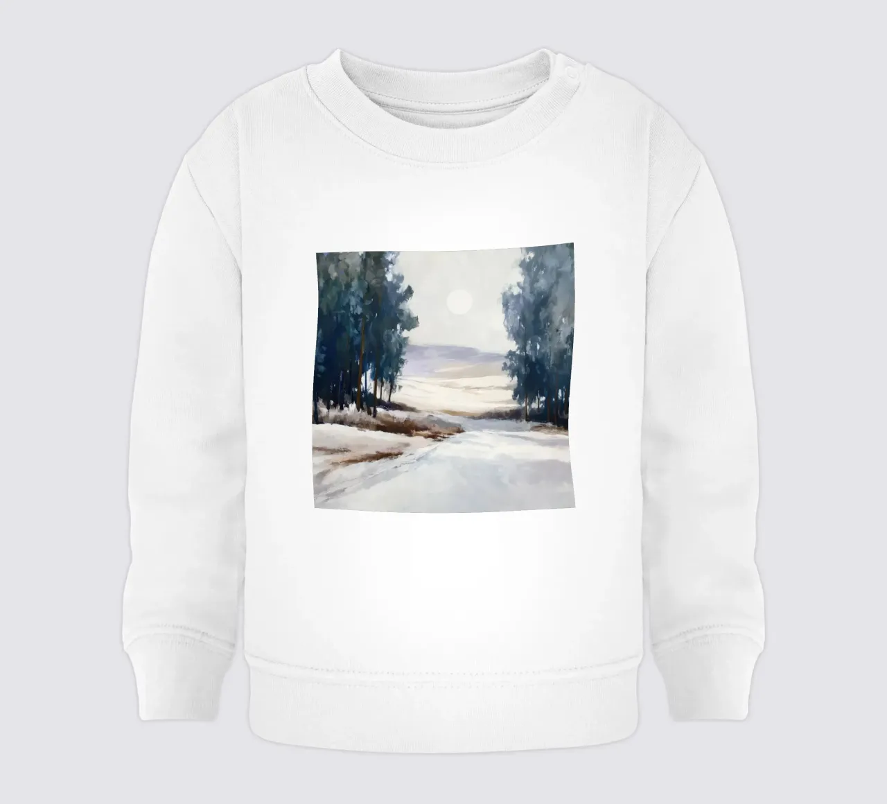 Winter Landscape with Snowy Fields - Tall Trees and Pale Sun felpa neonato da Dune