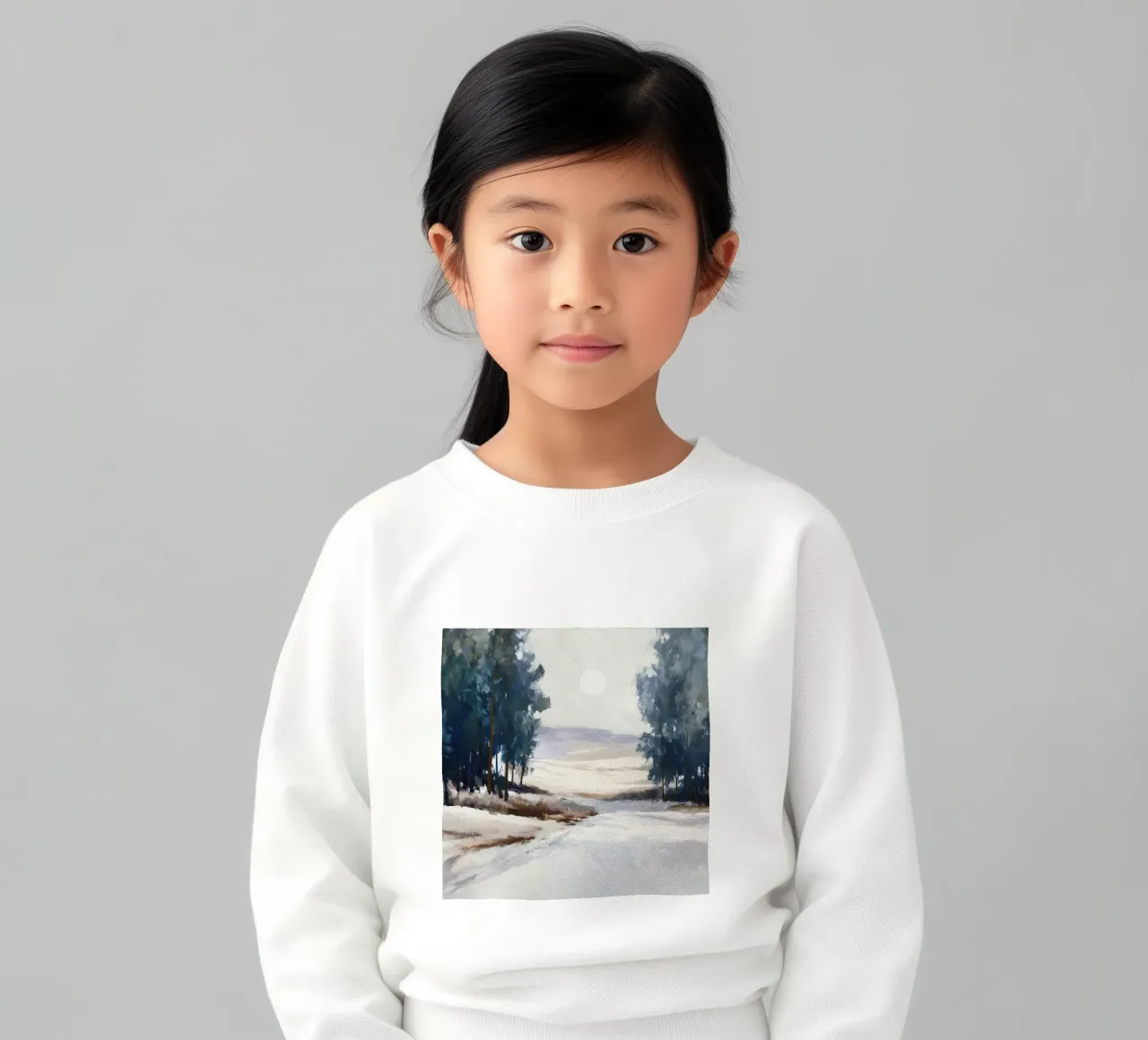 Winter Landscape with Snowy Fields - Tall Trees and Pale Sun felpa bambino da Dune