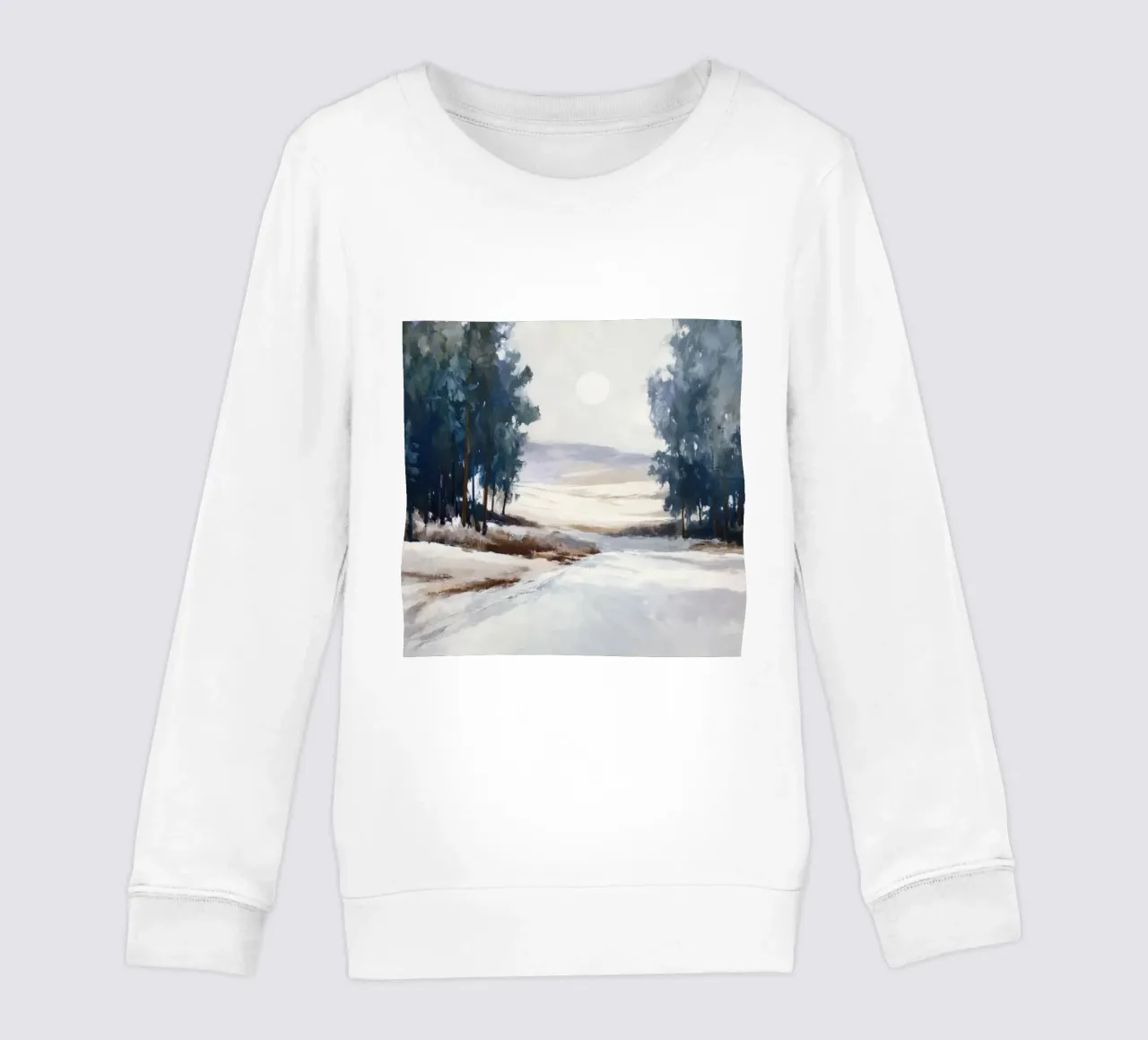 Winter Landscape with Snowy Fields - Tall Trees and Pale Sun felpa bambino da Dune