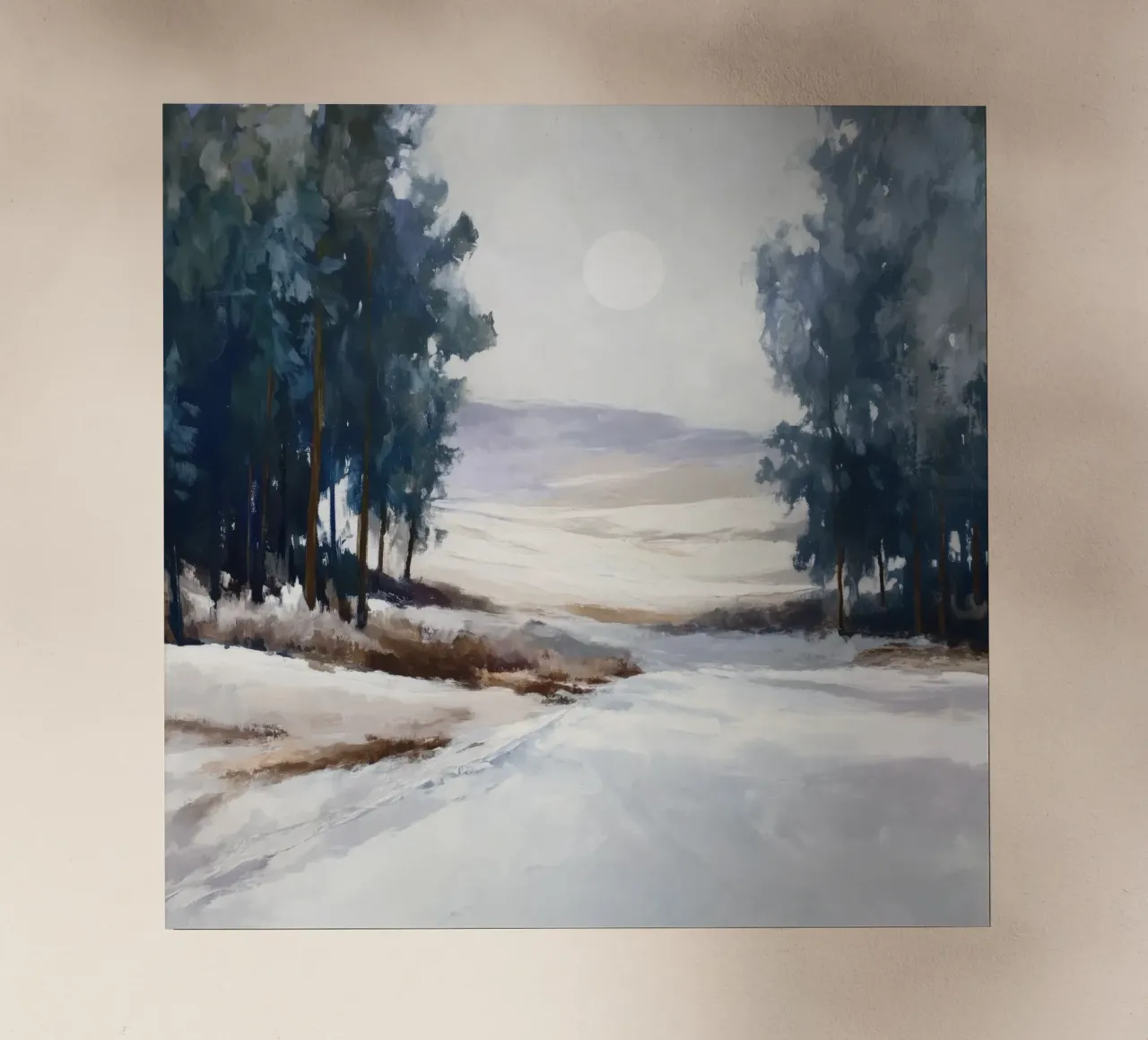 Winter Landscape with Snowy Fields - Tall Trees and Pale Sun pellicola backlit da Dune