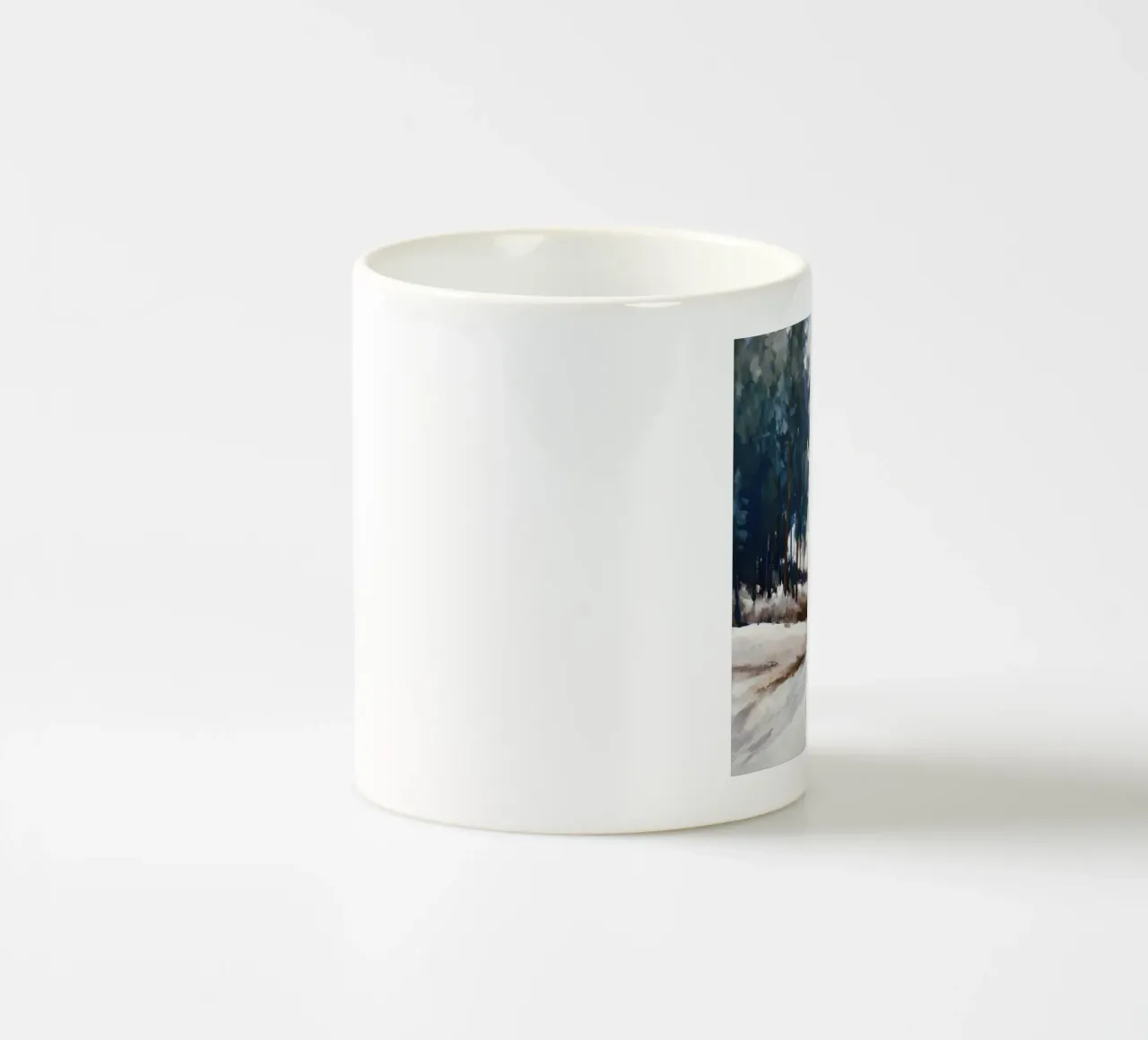 Winter Landscape with Snowy Fields - Tall Trees and Pale Sun tazza in ceramica da Dune