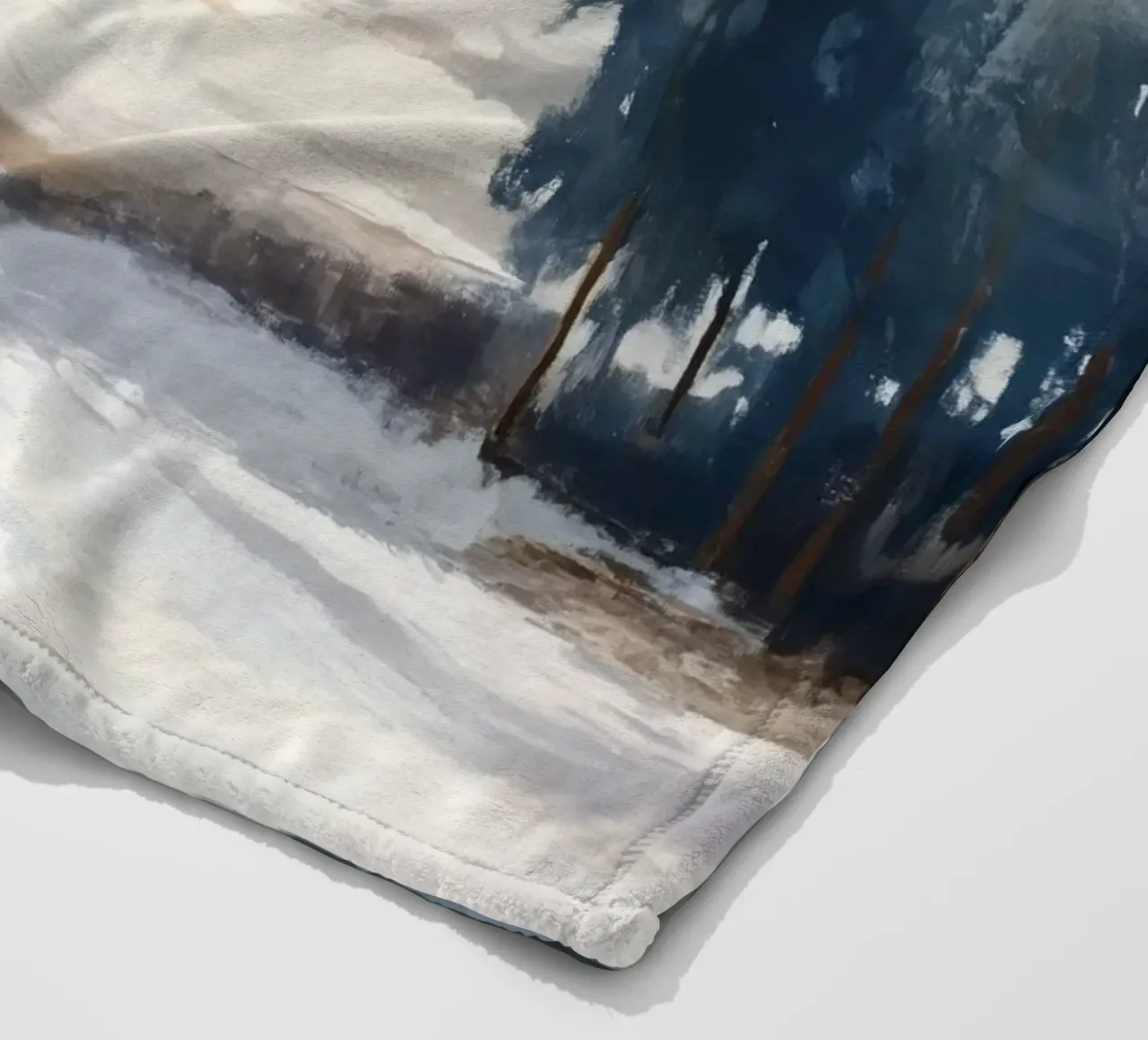 Winter Landscape with Snowy Fields - Tall Trees and Pale Sun coperta in pile da Dune