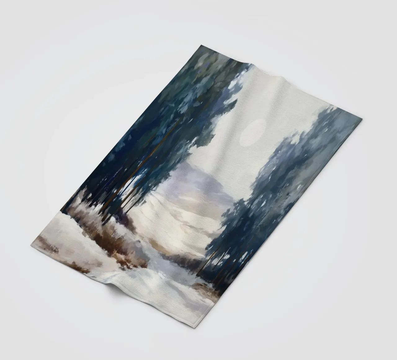 Winter Landscape with Snowy Fields - Tall Trees and Pale Sun coperta in pile da Dune
