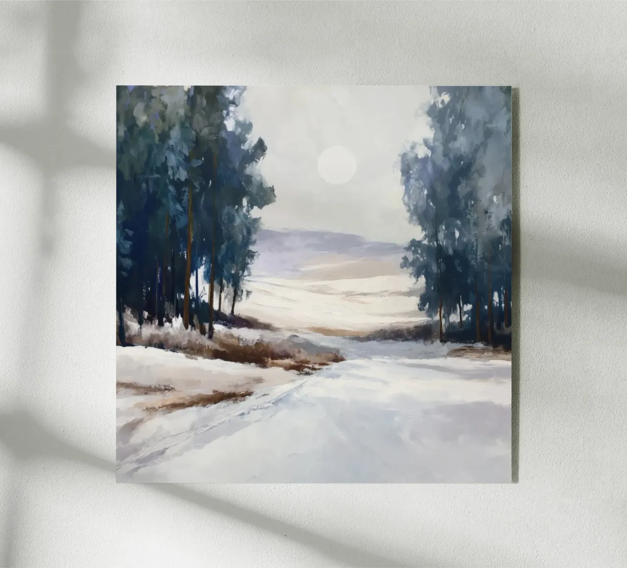 Winter Landscape with Snowy Fields - Tall Trees and Pale Sun plexiglass da Dune