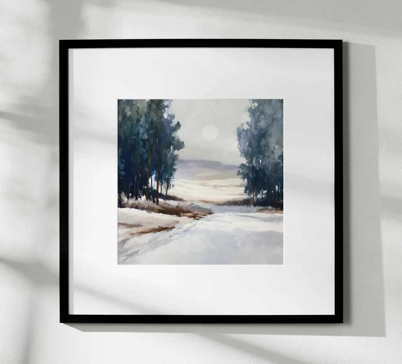 Winter Landscape with Snowy Fields - Tall Trees and Pale Sun carta hahnemühle da Dune
