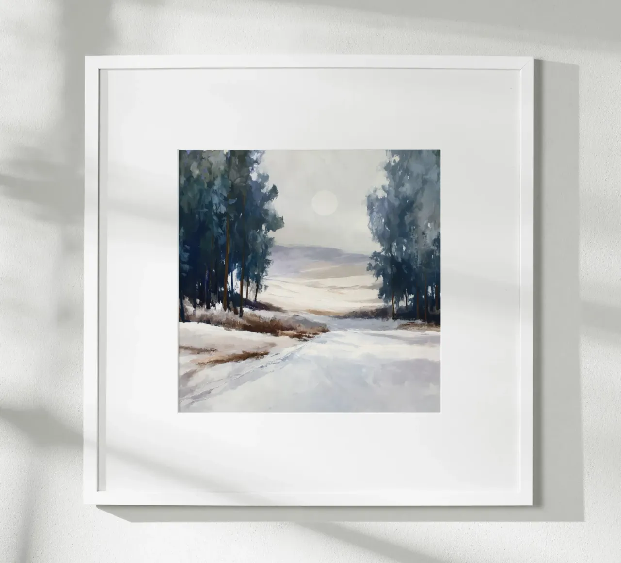 Winter Landscape with Snowy Fields - Tall Trees and Pale Sun carta hahnemühle da Dune