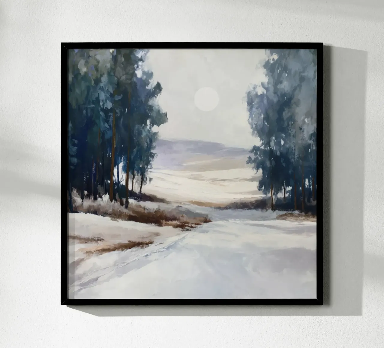 Winter Landscape with Snowy Fields - Tall Trees and Pale Sun carta hahnemühle da Dune