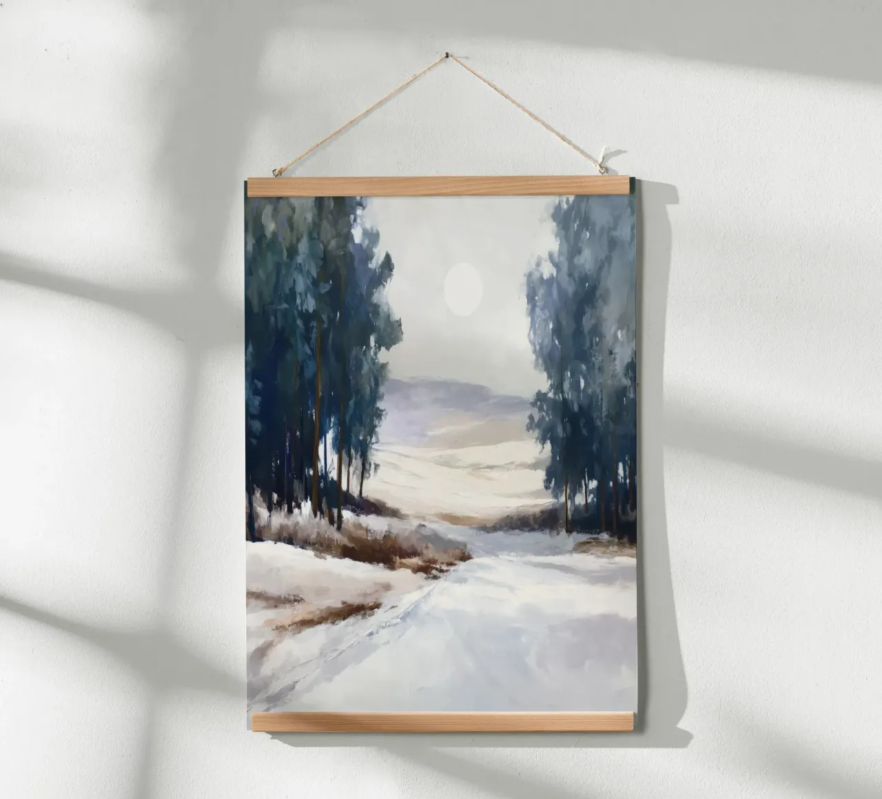 Winter Landscape with Snowy Fields - Tall Trees and Pale Sun carta hahnemühle da Dune