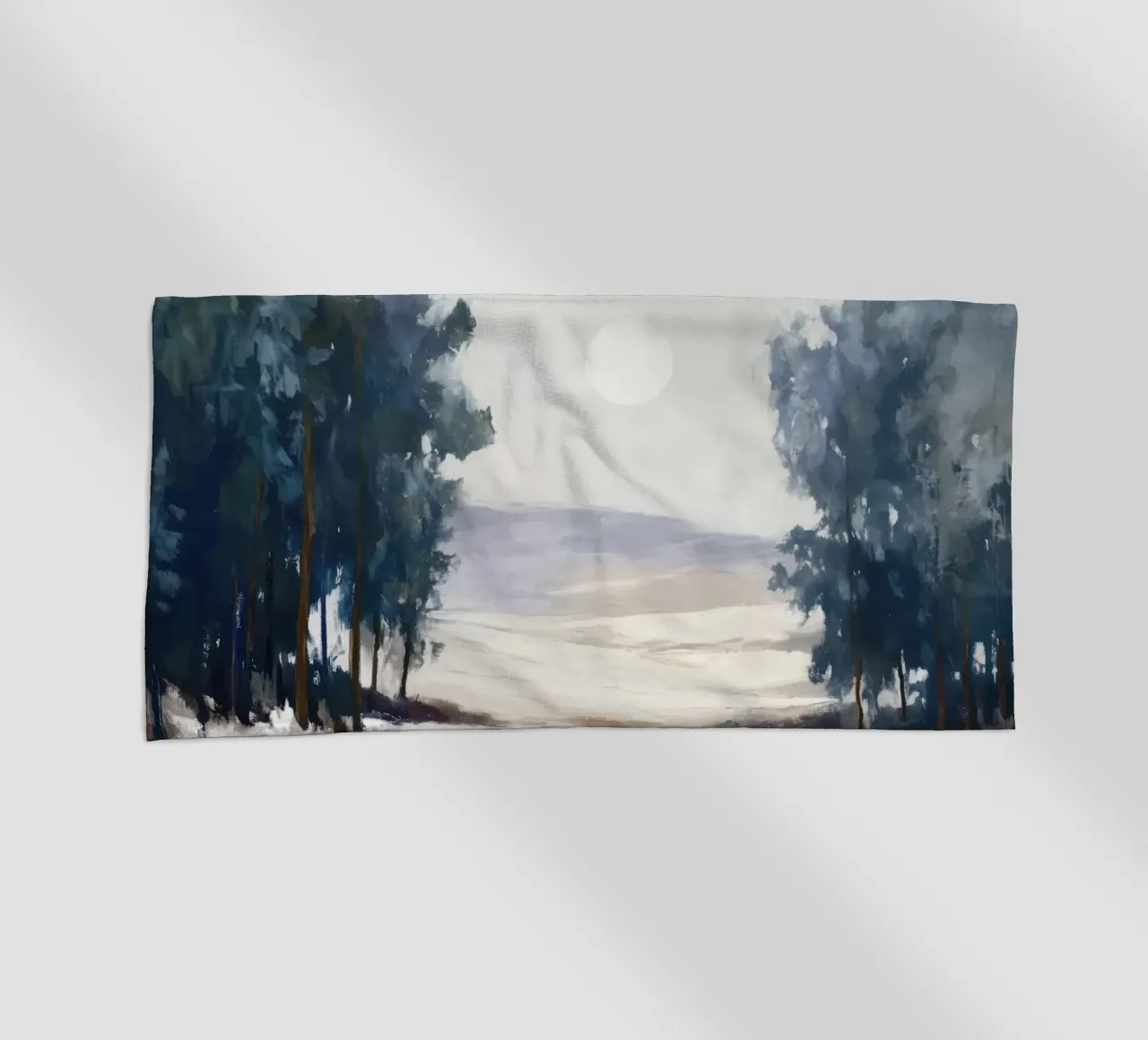 Winter Landscape with Snowy Fields - Tall Trees and Pale Sun telo mare da Dune