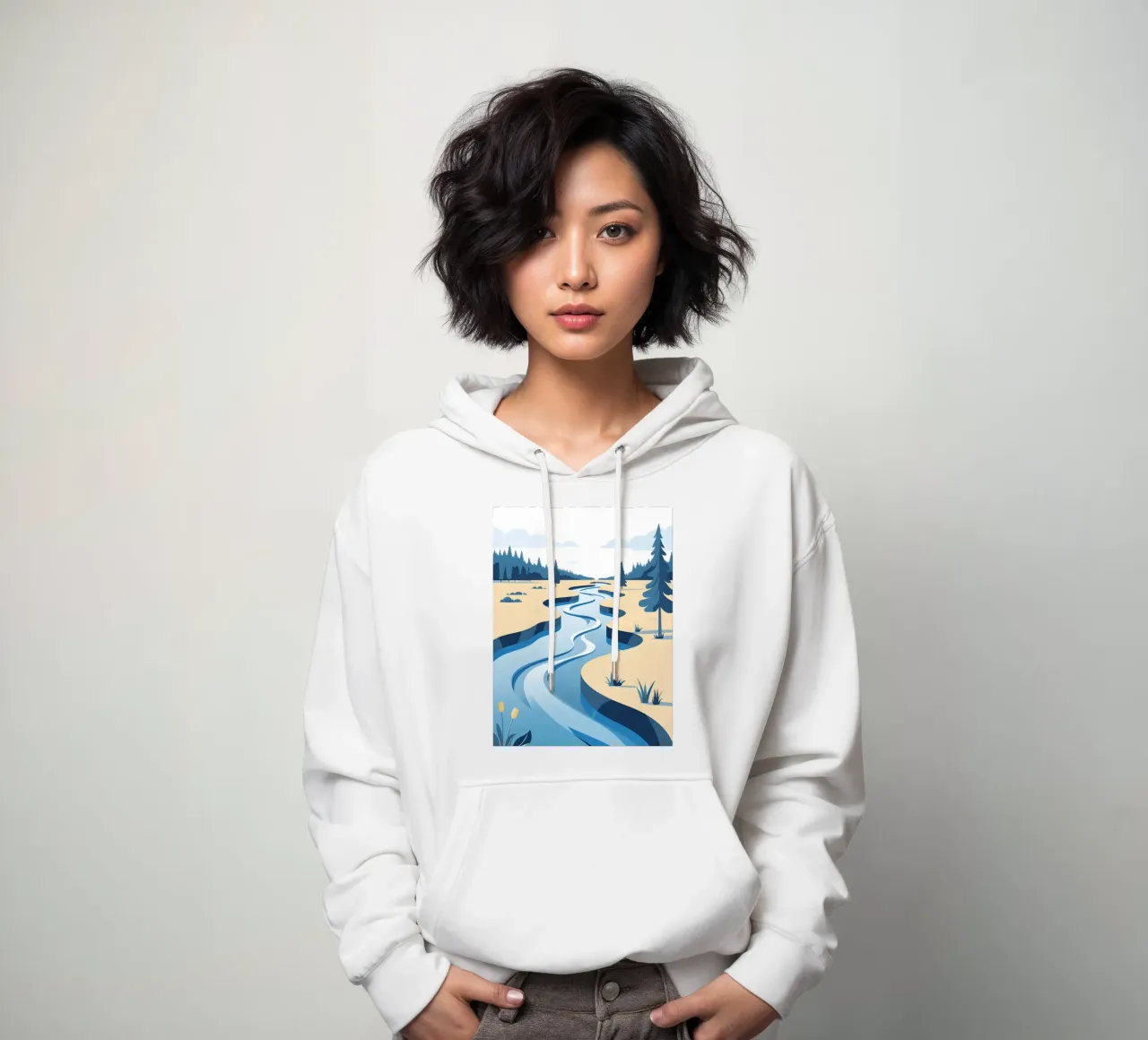 Curva del fiume felpa con cappuccio da LIFESTYLE OBJECTS