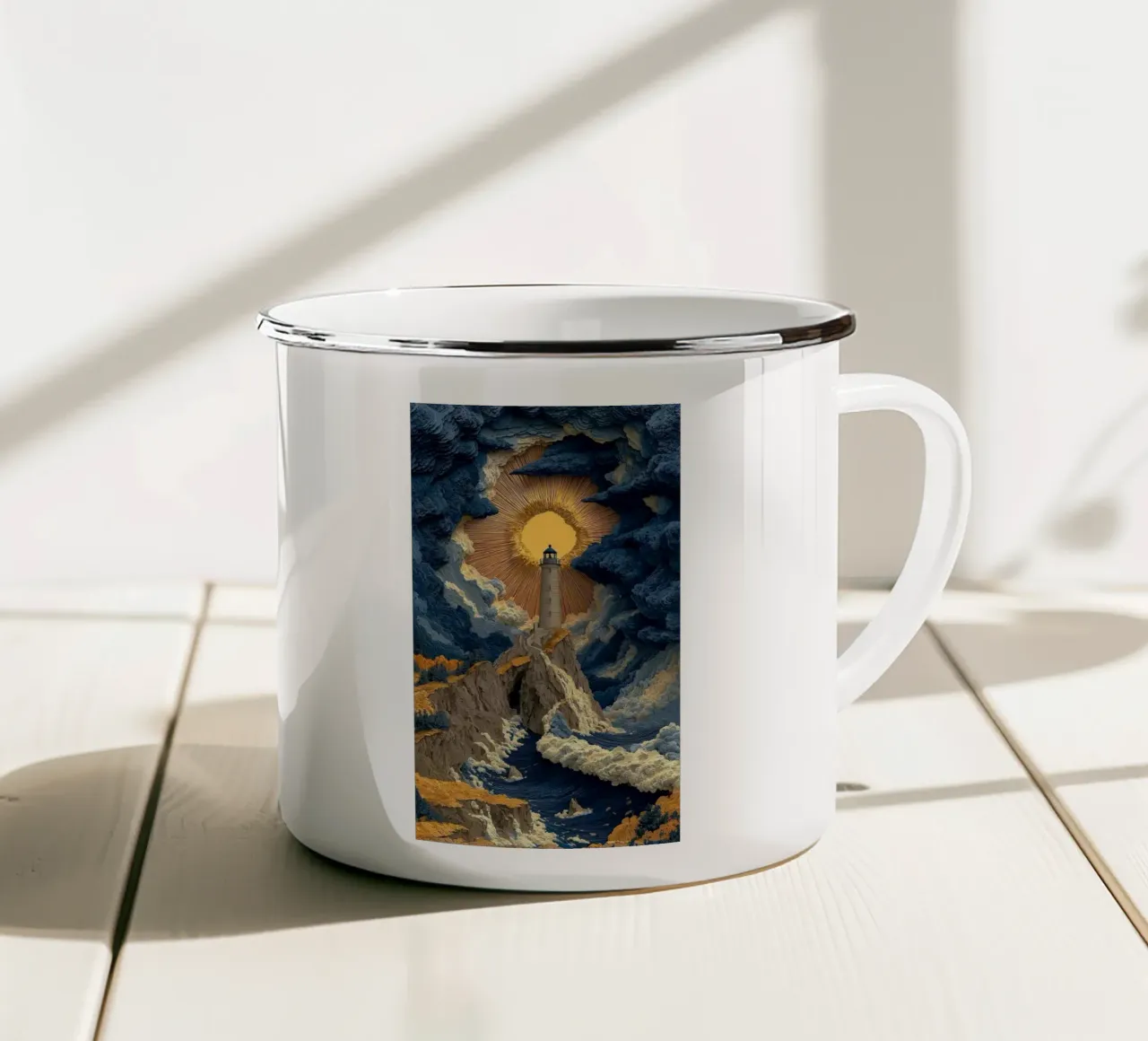 light house in epic nature tazza in smalto da matthen
