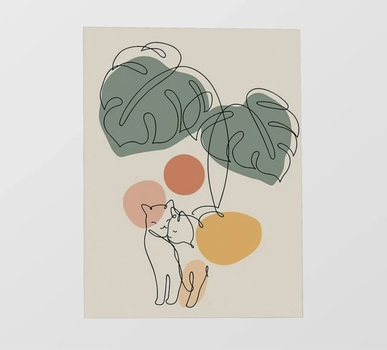 couple cat line with branch pellicola backlit da andern