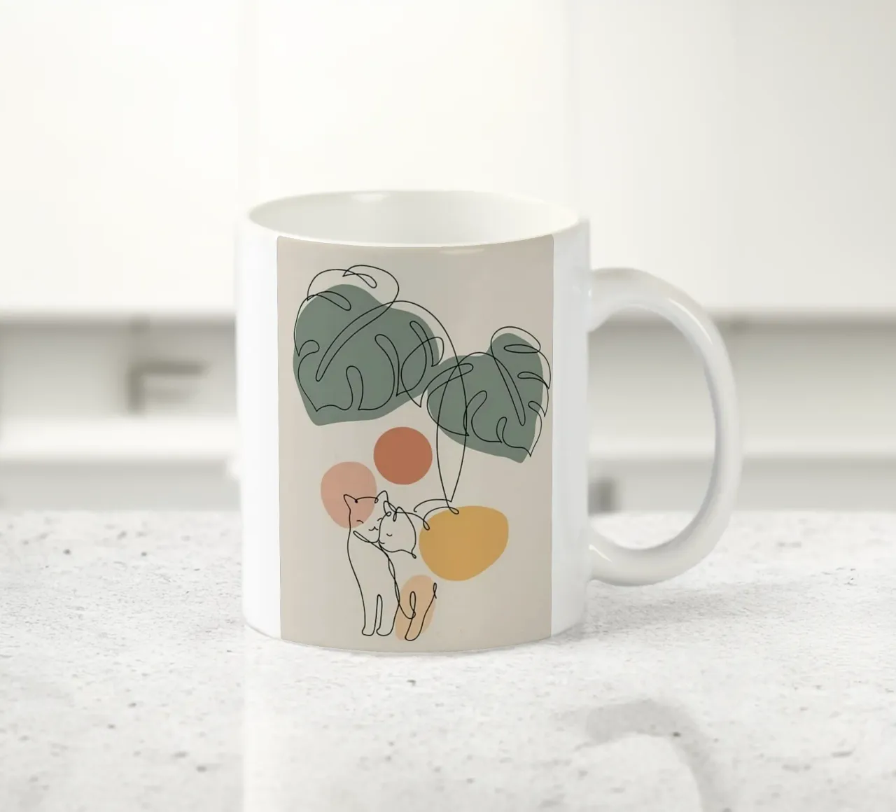 couple cat line with branch tazza in ceramica da andern