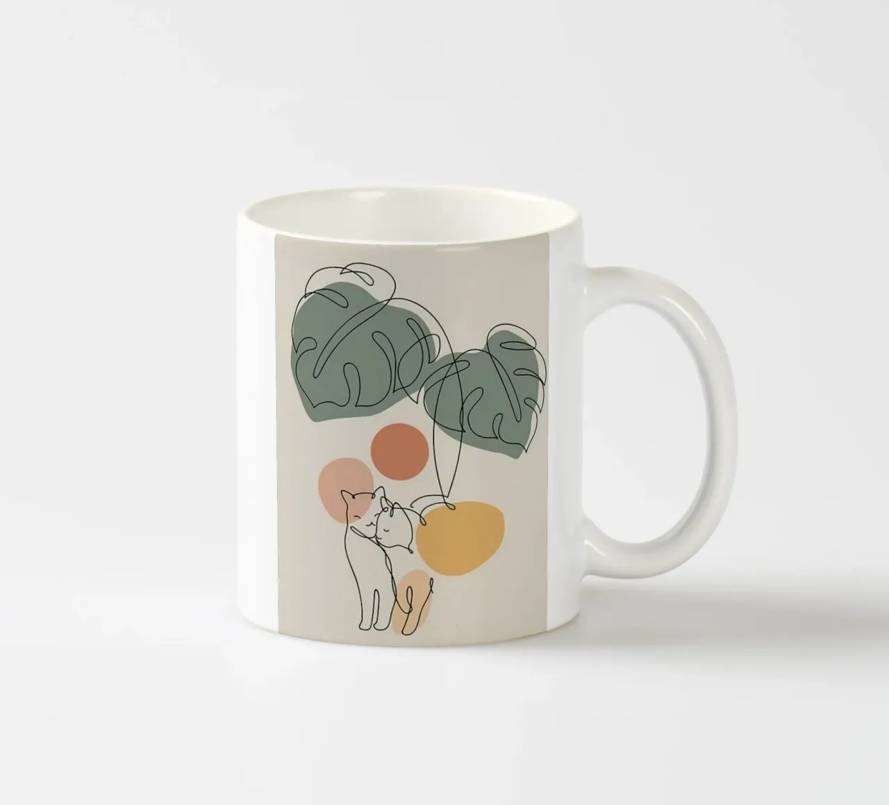 couple cat line with branch tazza in ceramica da andern