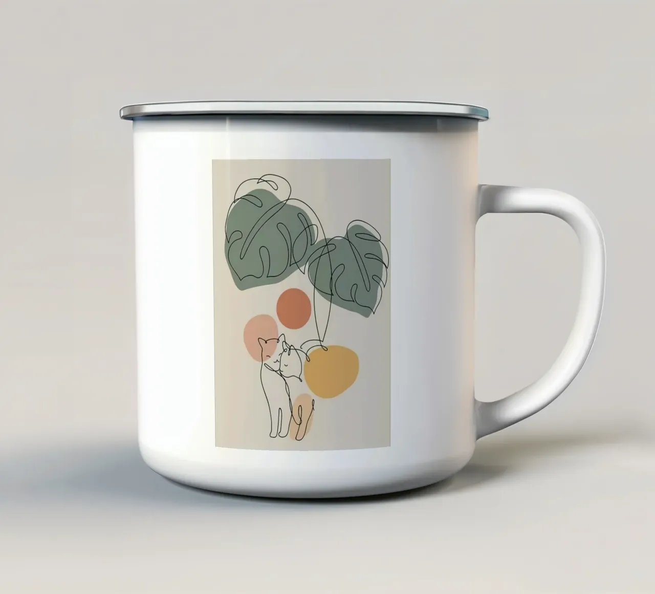 couple cat line with branch tazza in smalto da andern