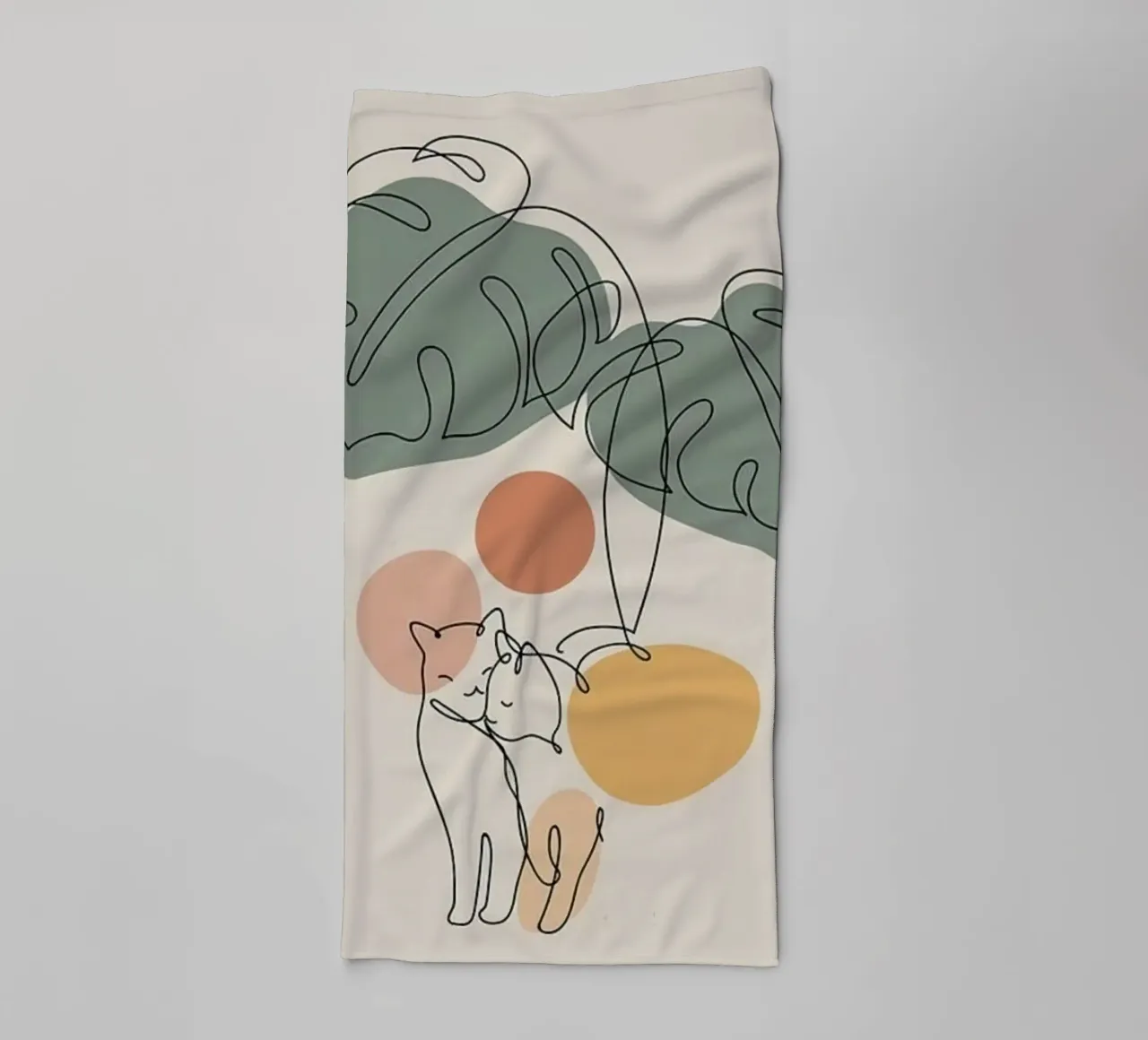 couple cat line with branch asciugamano da bagno da andern
