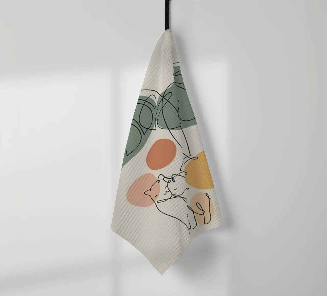 couple cat line with branch canovaccio da cucina da andern