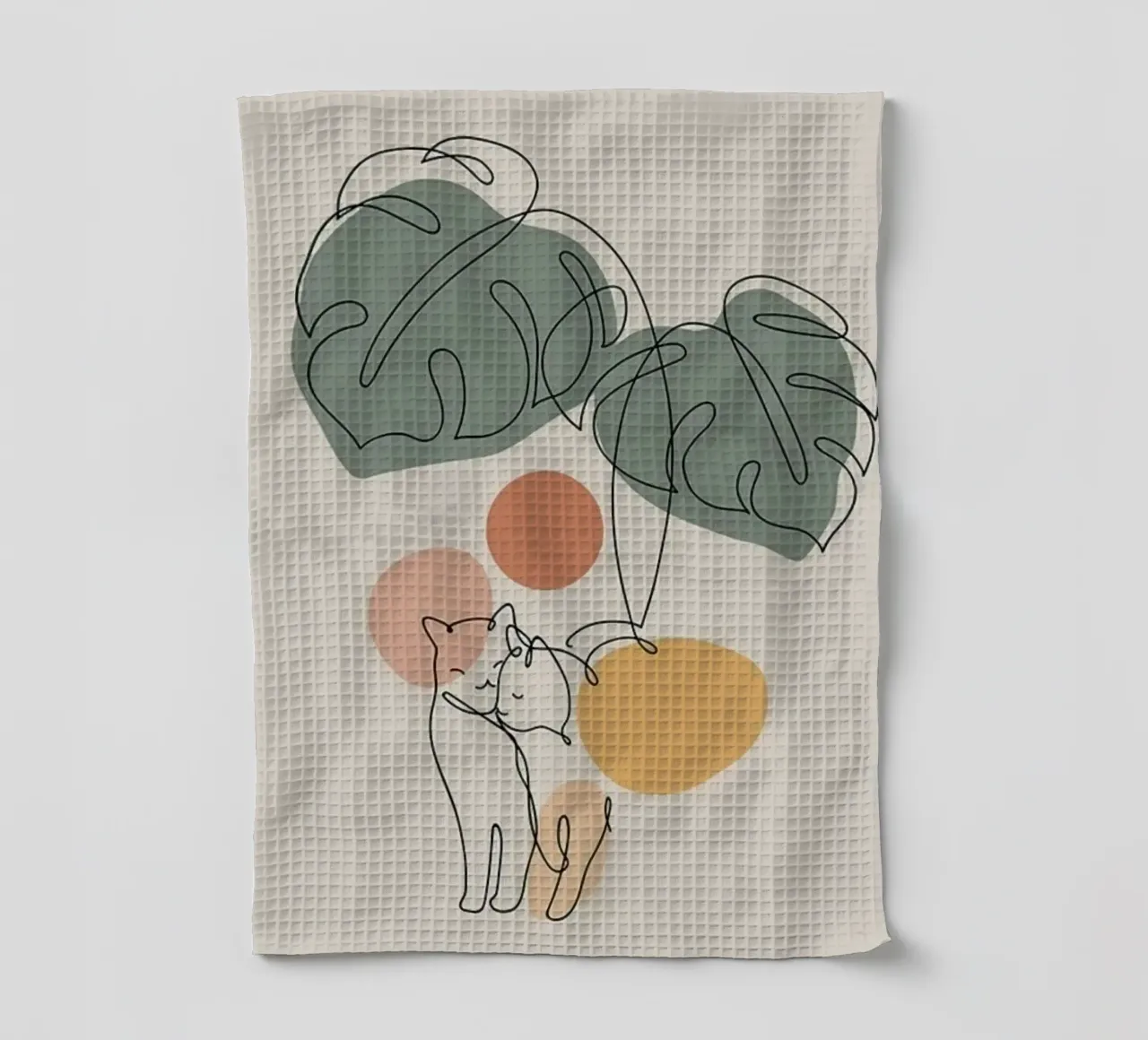 couple cat line with branch canovaccio da cucina da andern