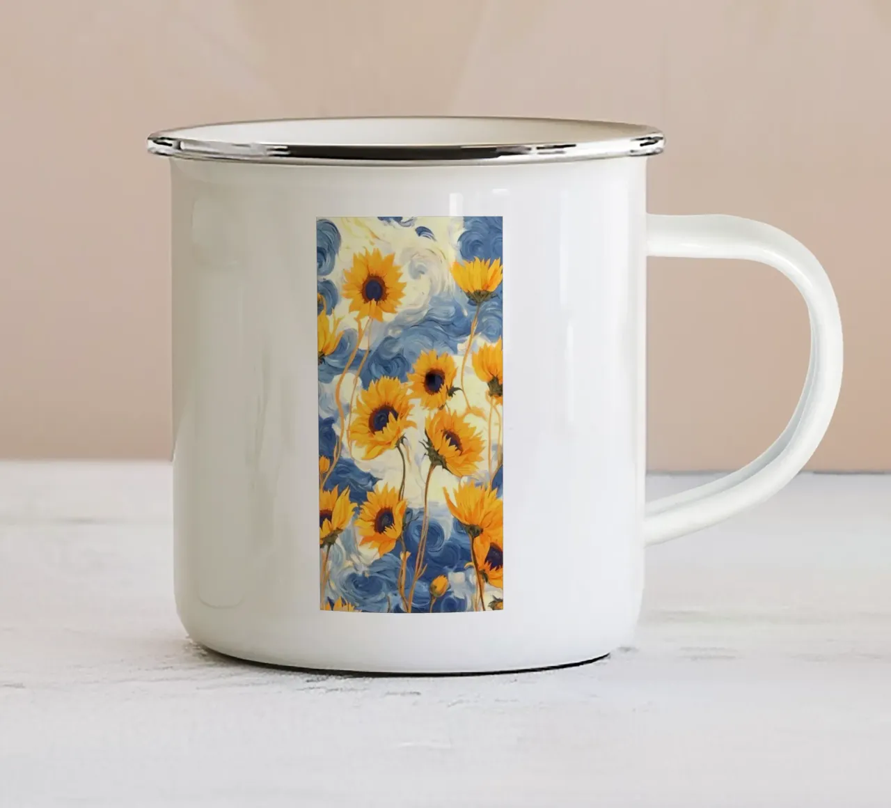 sunflower in curve shade tazza in smalto da andern