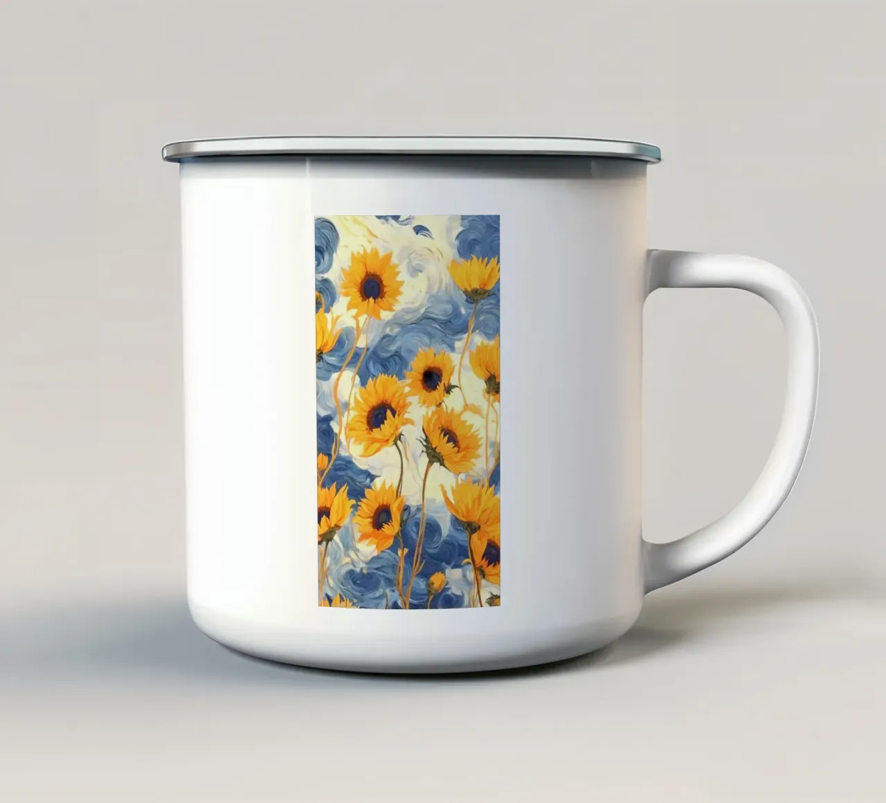 sunflower in curve shade tazza in smalto da andern