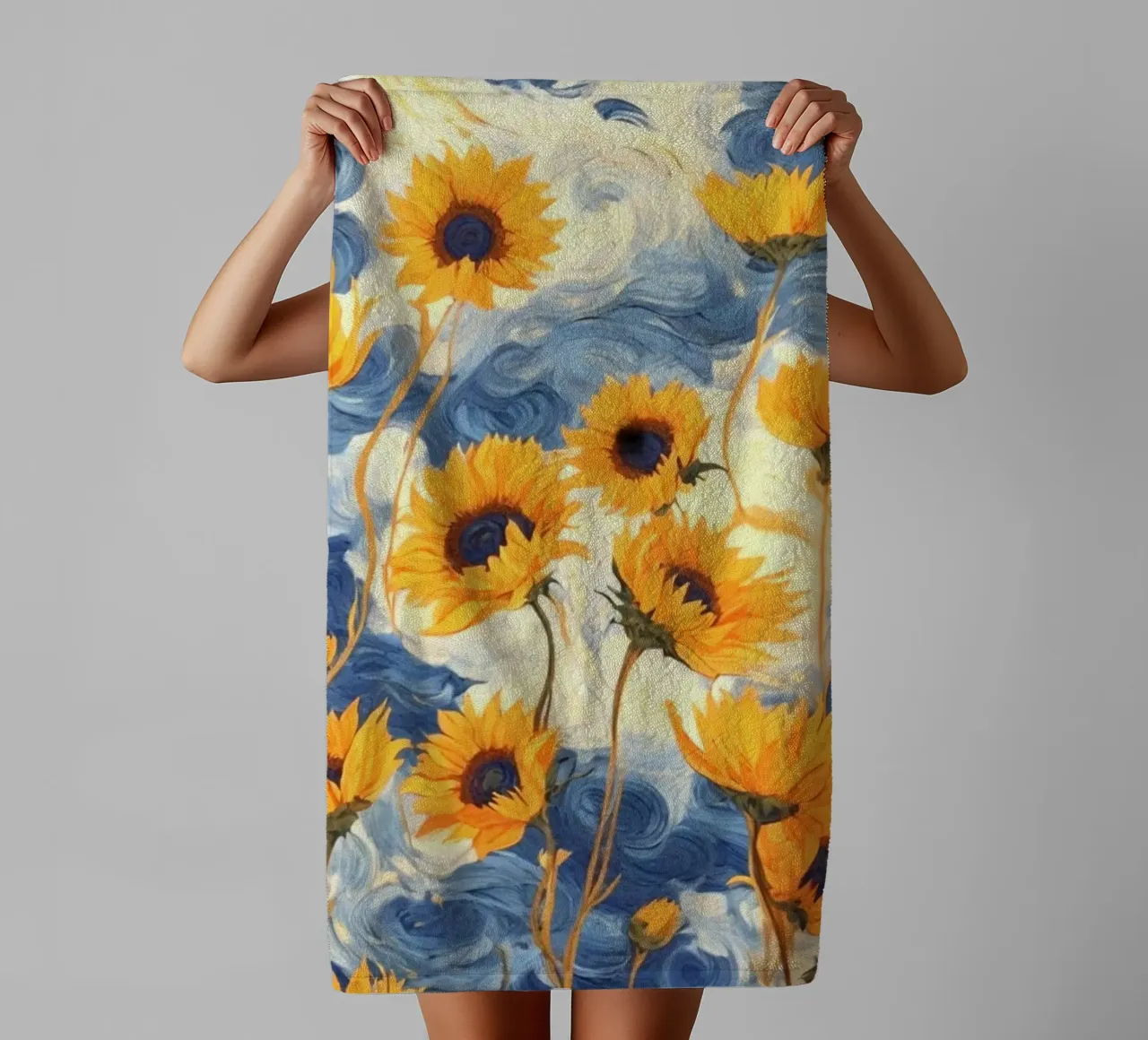 sunflower in curve shade asciugamano da bagno da andern