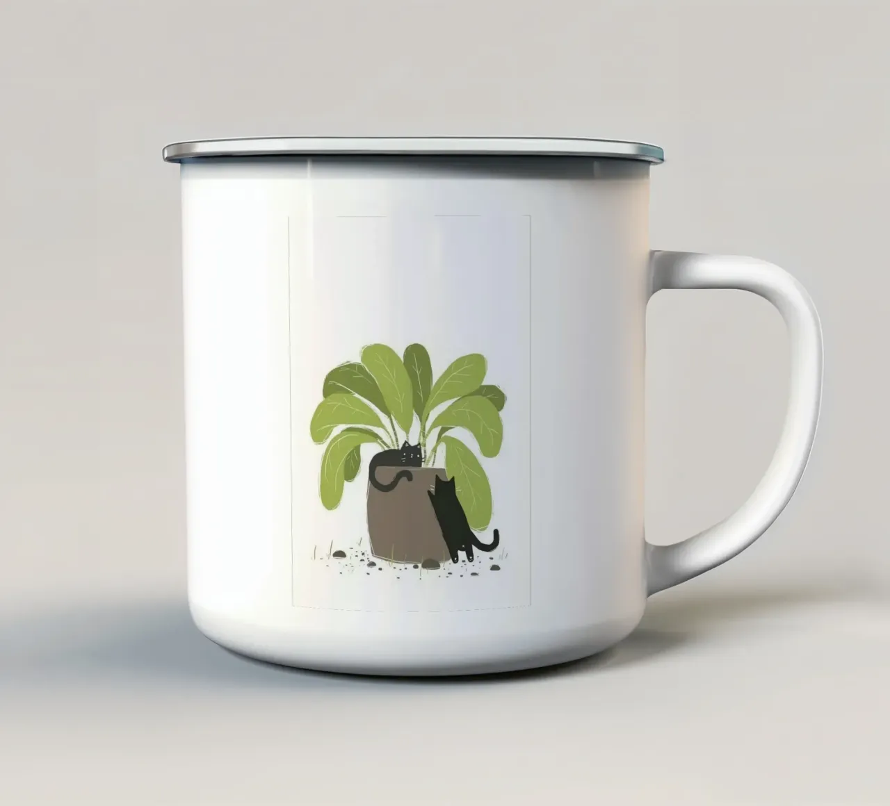 couple cat in vase tazza in smalto da matthen