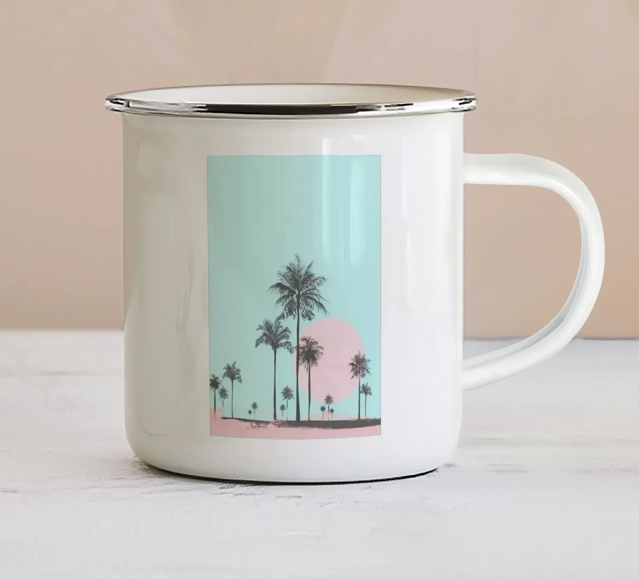 palm in art sunset tazza in smalto da matthen