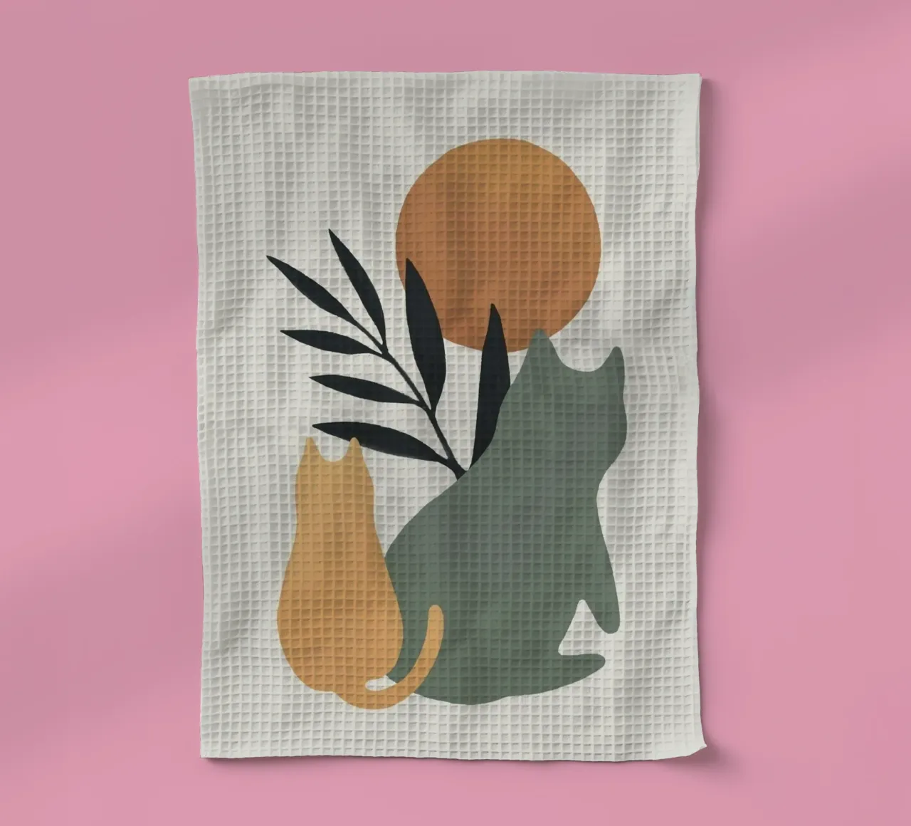 cat colorful with branch sun canovaccio da cucina da andern