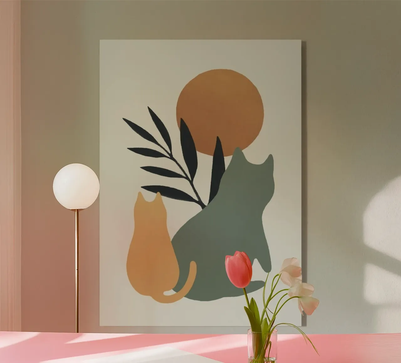 cat colorful with branch sun plexiglass da andern