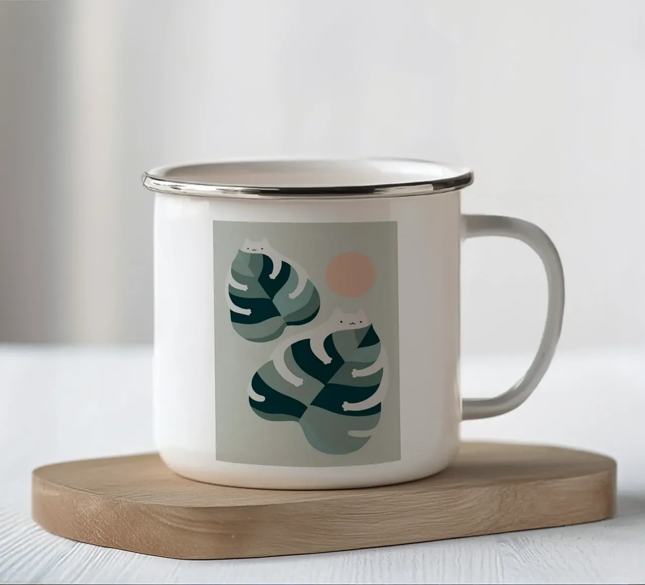cat leaf shape tazza in smalto da grace