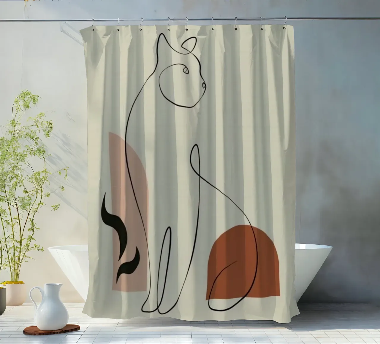 cat line in shape color tenda da doccia da grace