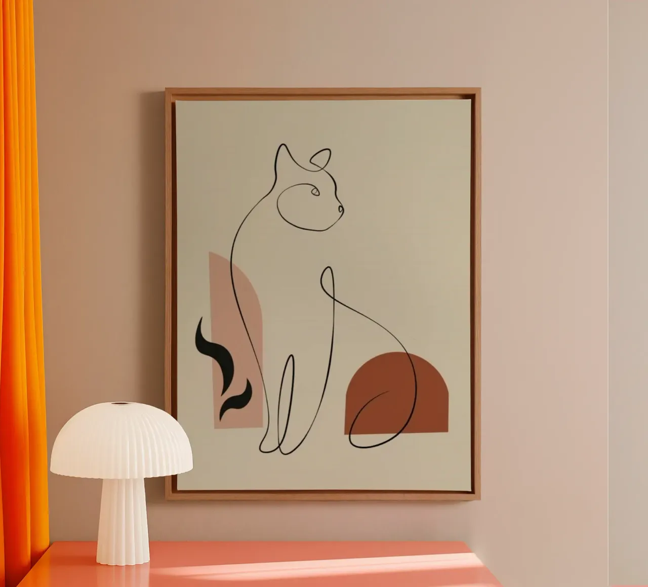 cat line in shape color canvas by grace
